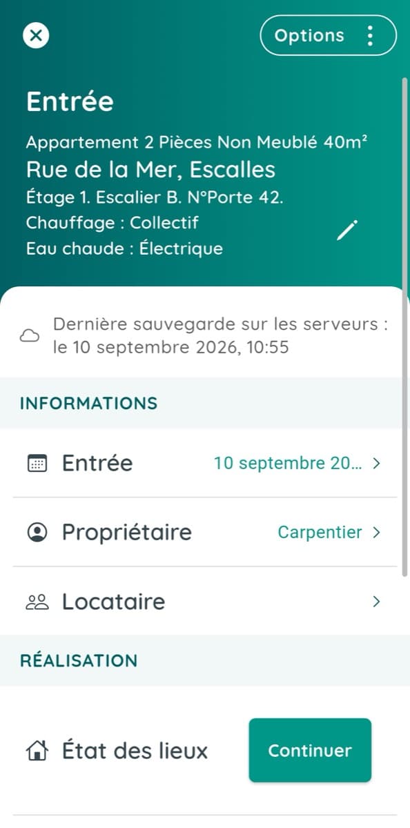 État des lieux d'entrée prêt à commencer